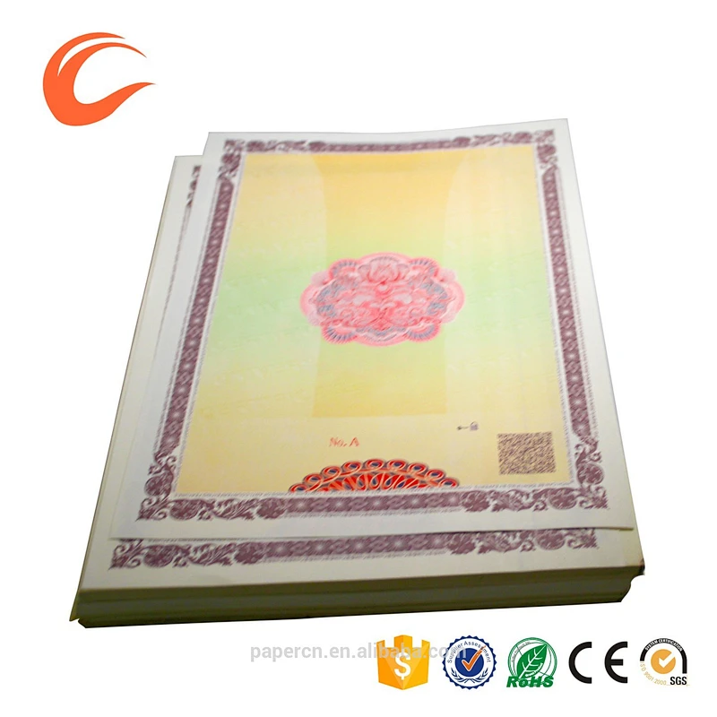 Manufacturer printed securities paper school company safety paper certificate