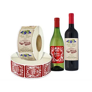 Removable adhesive wine bottle sticker
