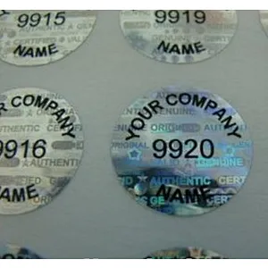 holographic serial number sticker label