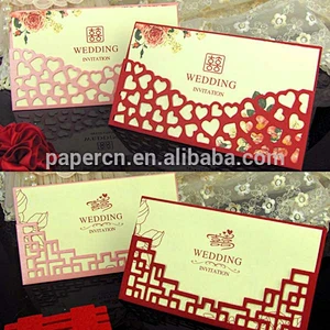 hot sale New Laser Cut Wedding Invitation Card Design with Lined Envelope Free offset Printing in Lianlong