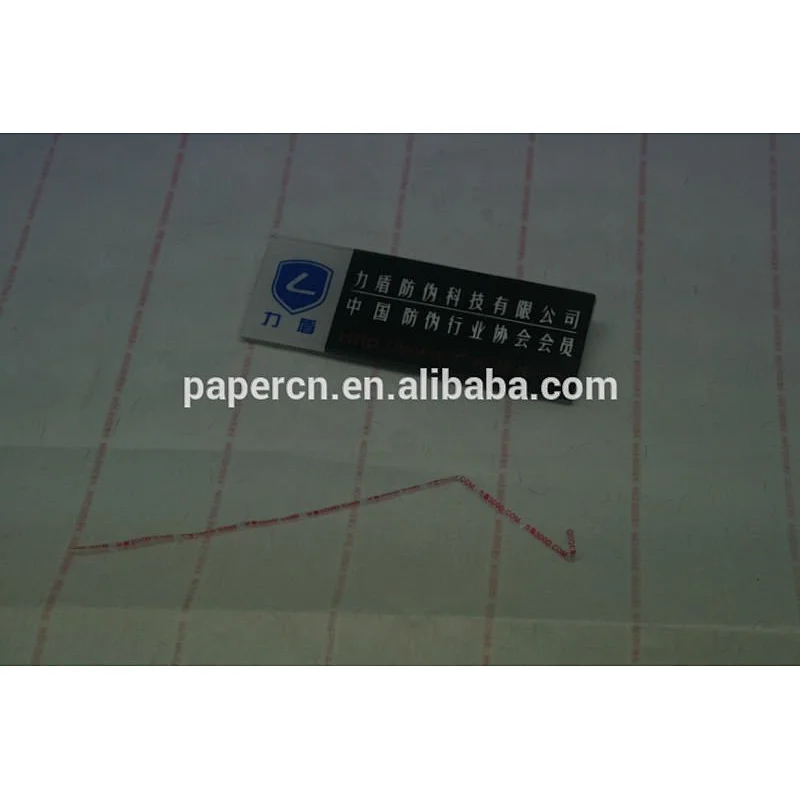 Custom Special Invisible Fiber Paper With Silver Security Thread