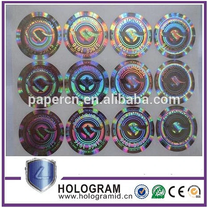 Silver color laser hologram label, 3 d holographic film pet label