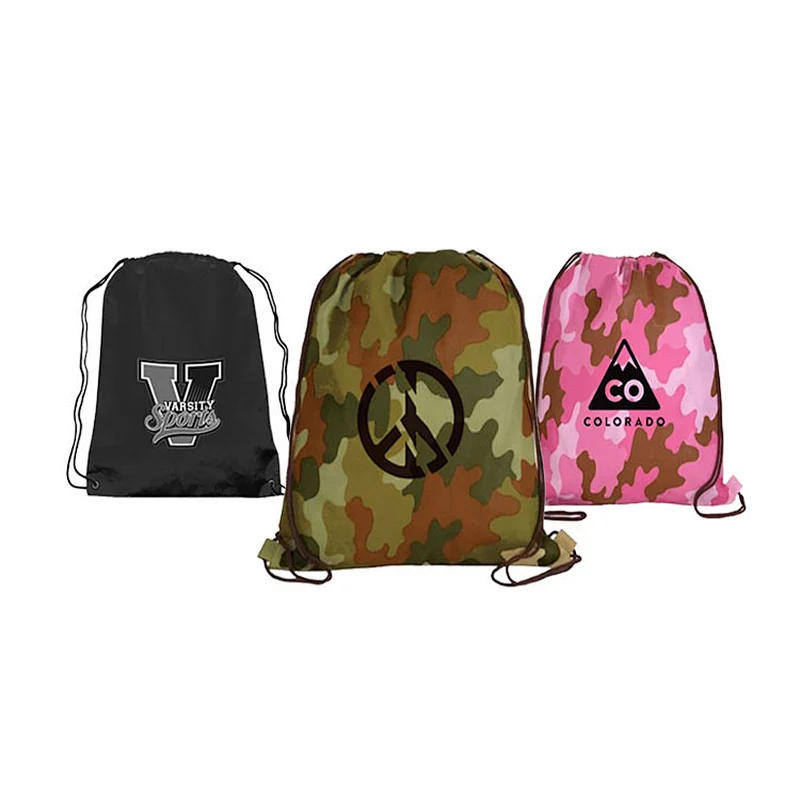 promotional 210D polyester nylon drawstring backpack bag