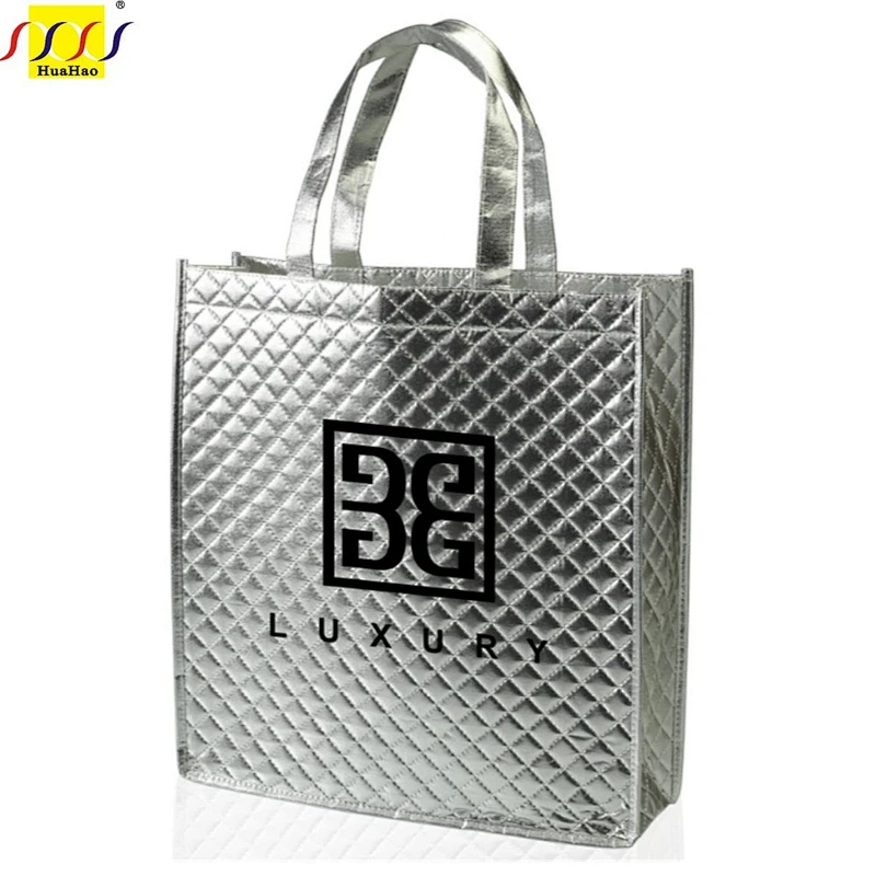 Laminated PP Non woven Bag Factory Outlet Silver Full Color Custom