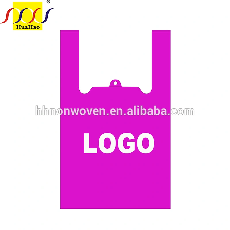 non woven biodegradable 50gsm purple wholesale garbage bag t-shirt in roll
