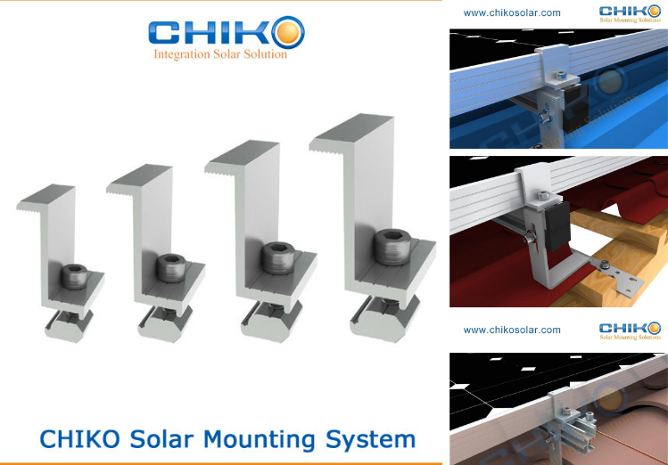 Adjustable solar pv panel mounting support structure clamp / thin film clamps