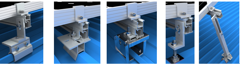 SGS certification structure with clamps for solar panel for trapezoidal sheet iron rooftop