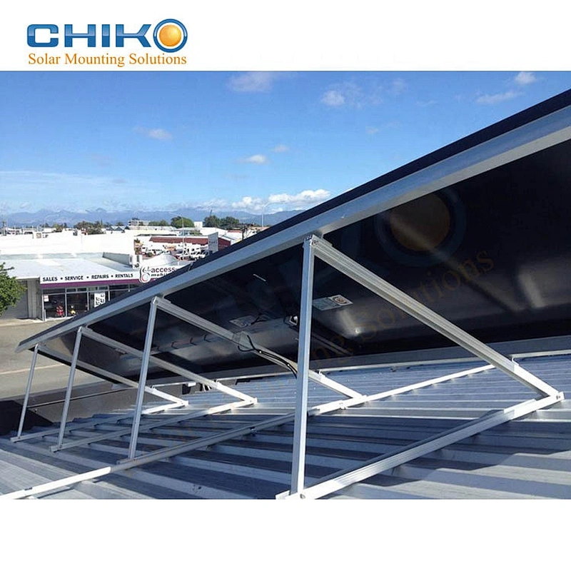 Adjustable solar tilt brackets for metal roof