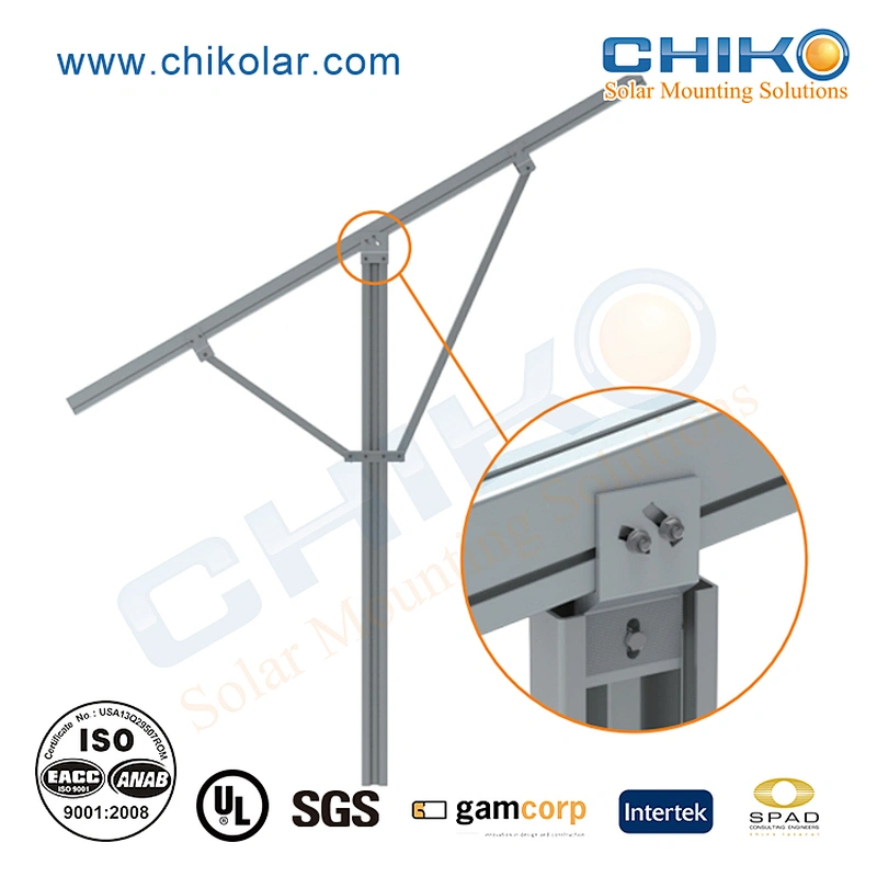 Easy fixed single pole ground solar mounting