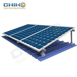 Adjustable solar tilt brackets for metal roof