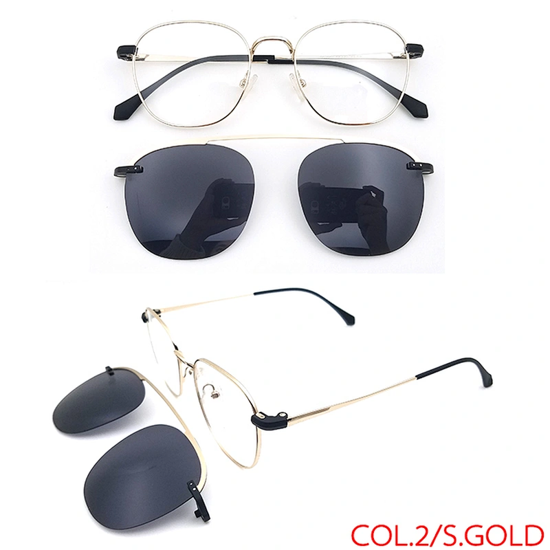 stainless steel magnetic optical glasses clipon frame eyewear with tr90 clips