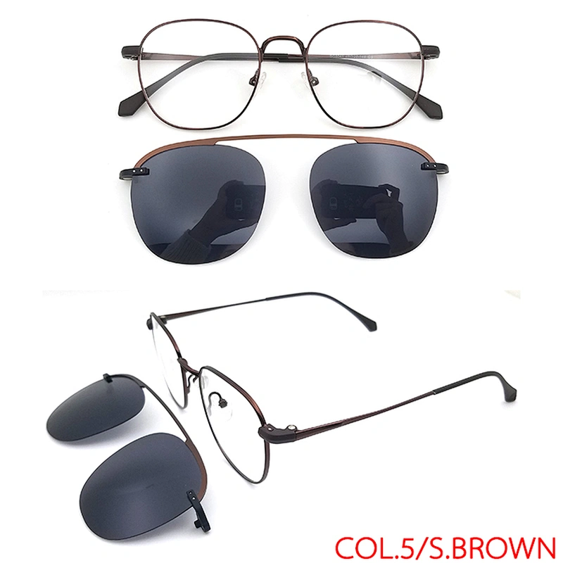 stainless steel magnetic optical glasses clipon frame eyewear with tr90 clips