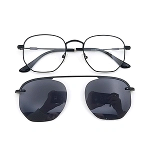 top quality metal glasses frame quality clip on optical eyewear with cover
