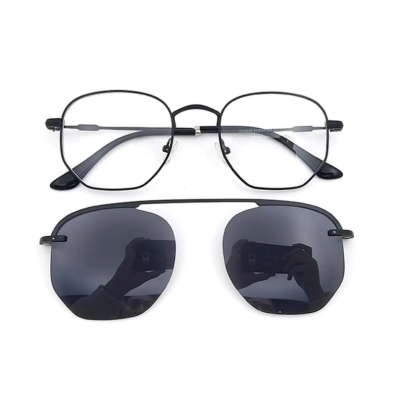 top quality metal glasses frame quality clip on optical eyewear with cover