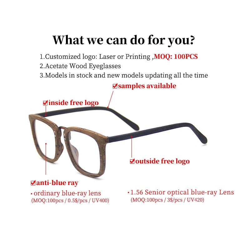 Sun glasses manufacture hand polished wood acetate sunglasses 2019 bran