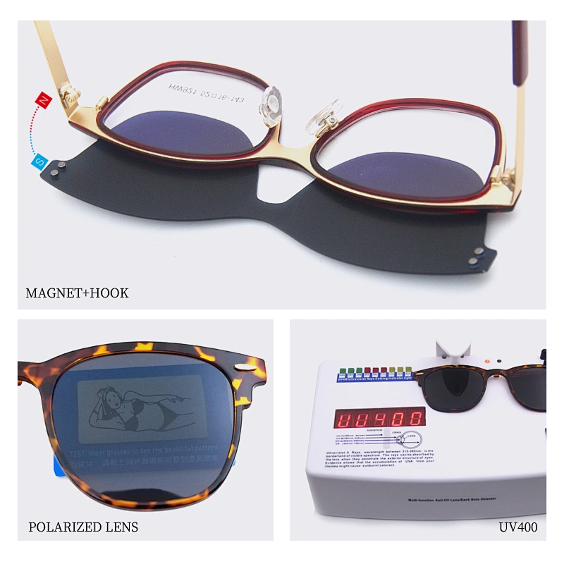 Clip On Polarized Mirror Eyeglasses Lady Woman Clip-on Sunglasses wholesale
