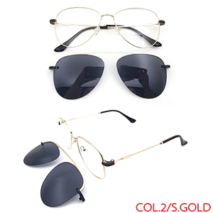 ready stock strong qulatiy golden metal clip on glasses frames with tac lens