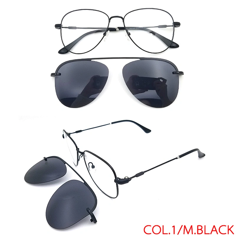 ready stock strong qulatiy golden metal clip on glasses frames with tac lens