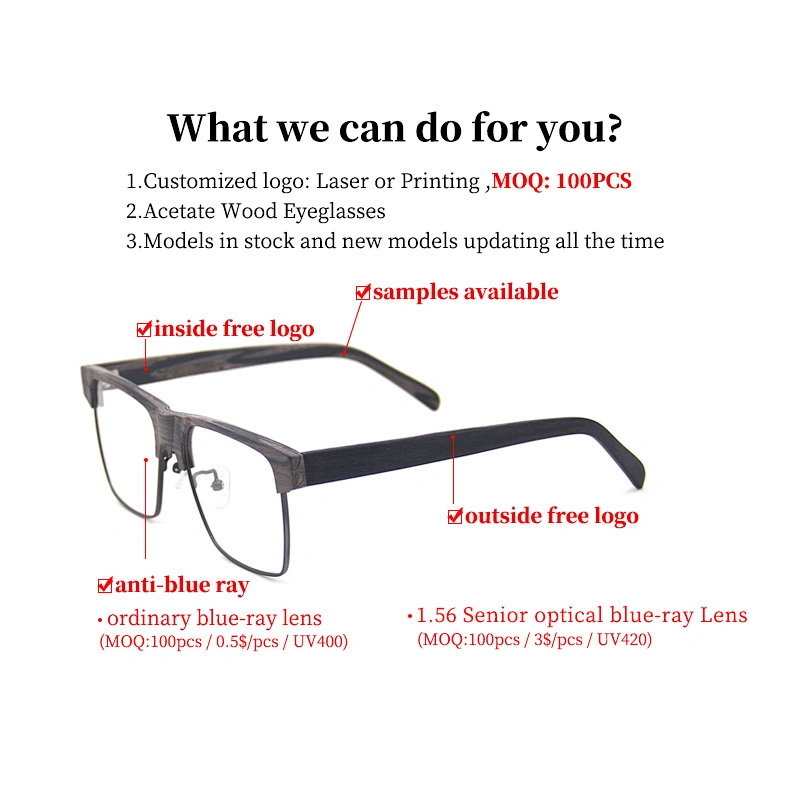 Metal frame big face design acetate optical glasses wholesale