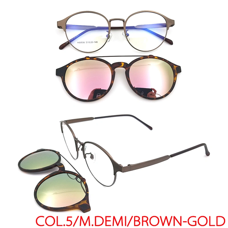 new design  optical frame metal clip on sunglasses with polarized lens