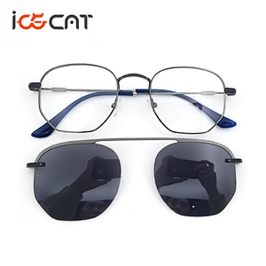 top quality metal glasses frame quality clip on optical eyewear with cover
