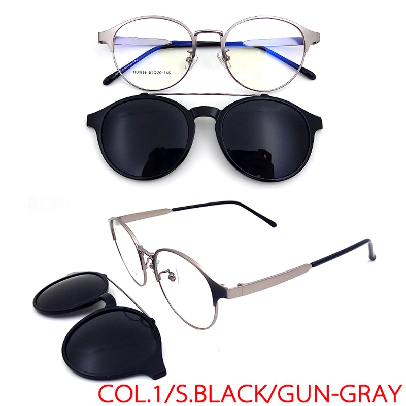 new design  optical frame metal clip on sunglasses with polarized lens