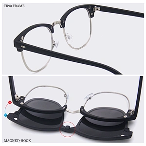 2019 new model frame hot sale clip on optical sunglasses  with magnet lens