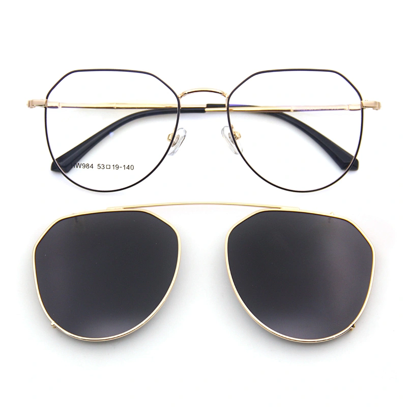 2019 new model ready stock customer logo hot sale stainless steel clip on glasses