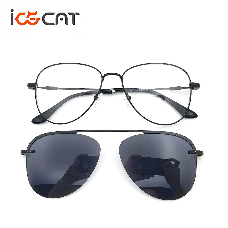 ready stock strong qulatiy golden metal clip on glasses frames with tac lens