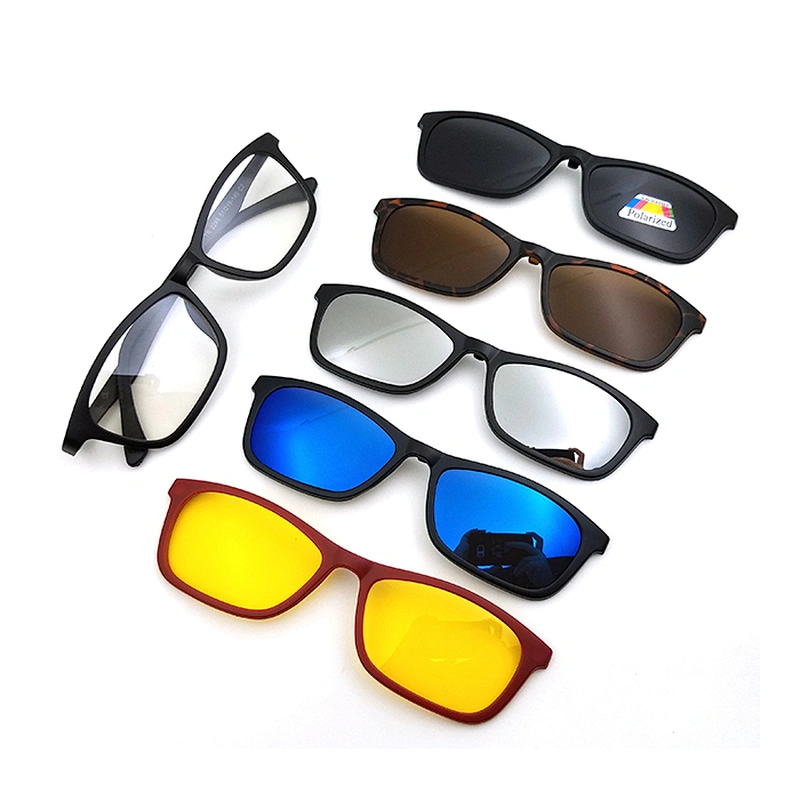 grey lens with black frame clip on glasses TAC lens magnet eyewear