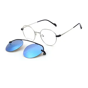 wholesale ready stock eyewear optical metal frame clip on glasses for men