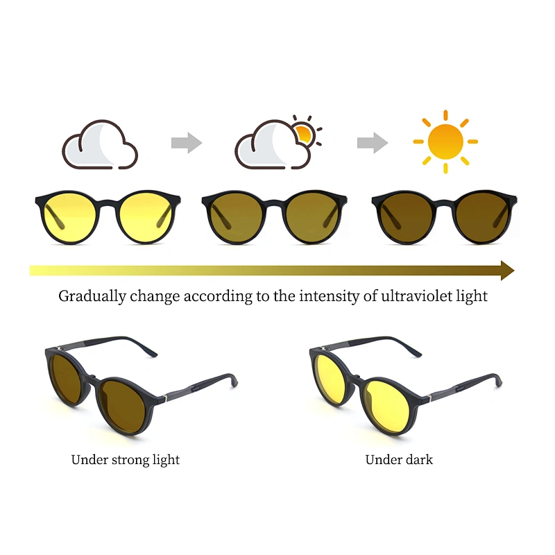 high quality ready stock photochromic eyewear magnetic reading glasses with black cover