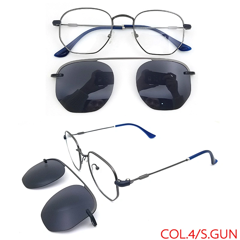 top quality metal glasses frame quality clip on optical eyewear with cover