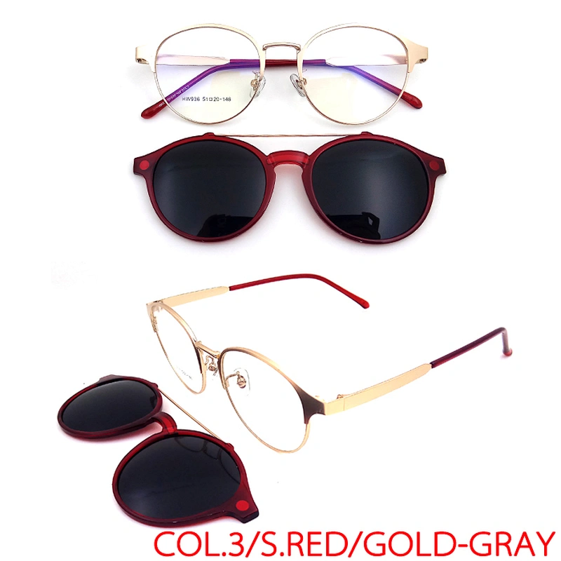 new design  optical frame metal clip on sunglasses with polarized lens