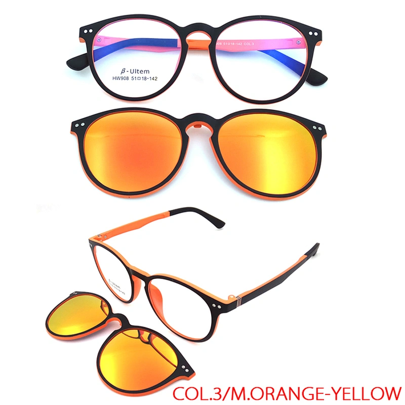 Clip-on Frame Eyewear Light Ultem Eyeglasses Magnetic Polarized Clip On Glasses