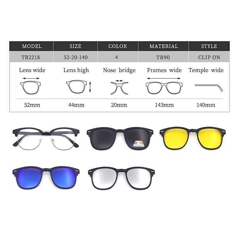 2019 new model frame hot sale clip on optical sunglasses  with magnet lens