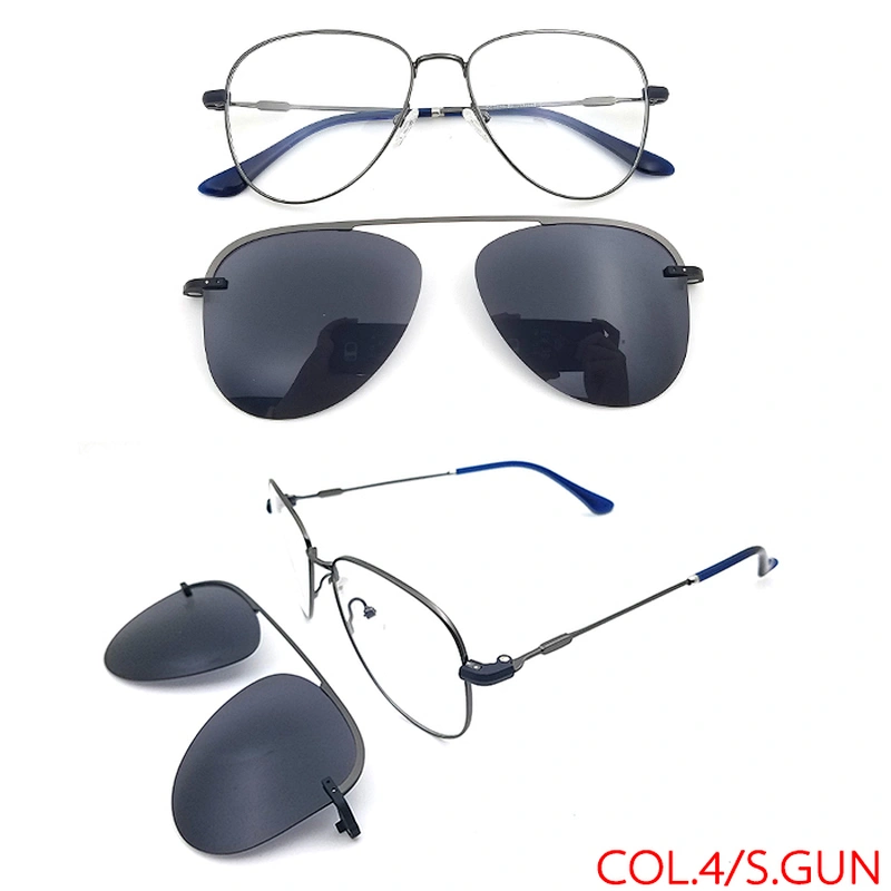 ready stock strong qulatiy golden metal clip on glasses frames with tac lens
