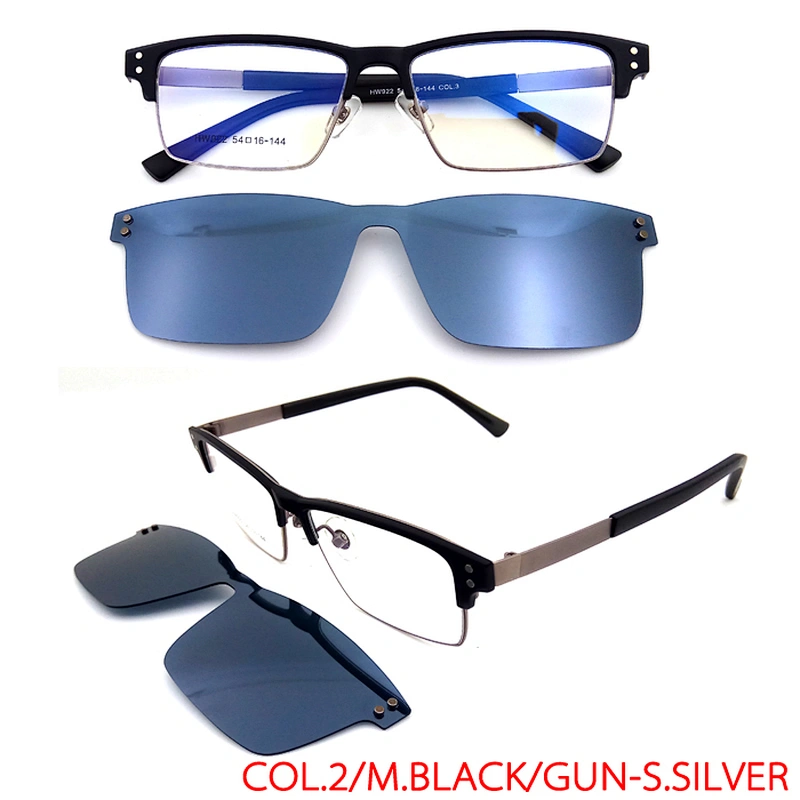 italy design metal glasses polarized clip on optical sunglasses with tac