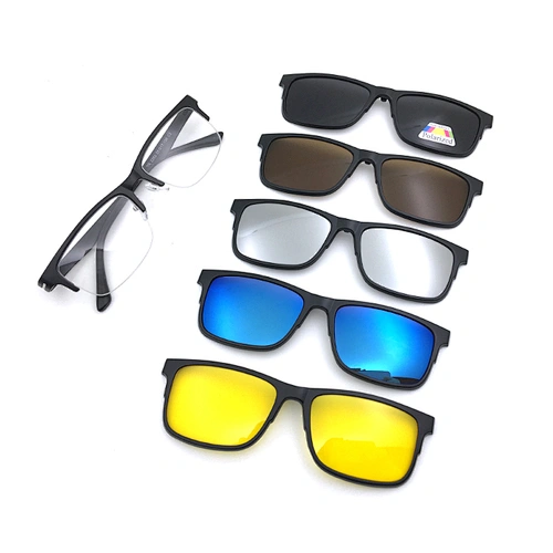 2019 new model 5 in 1 clip on glasses with TAC polarized sunglasses wholesale