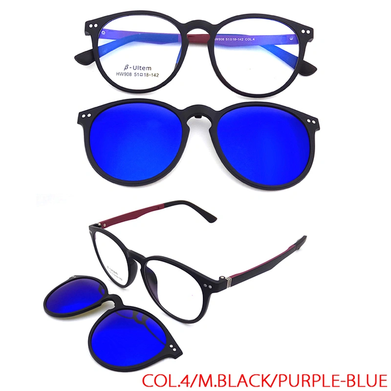 Clip-on Frame Eyewear Light Ultem Eyeglasses Magnetic Polarized Clip On Glasses