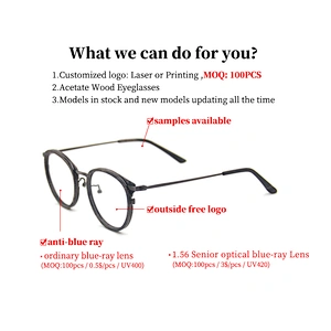 Korean Designed Acetate unisex retro round metal optical frame eye glasses
