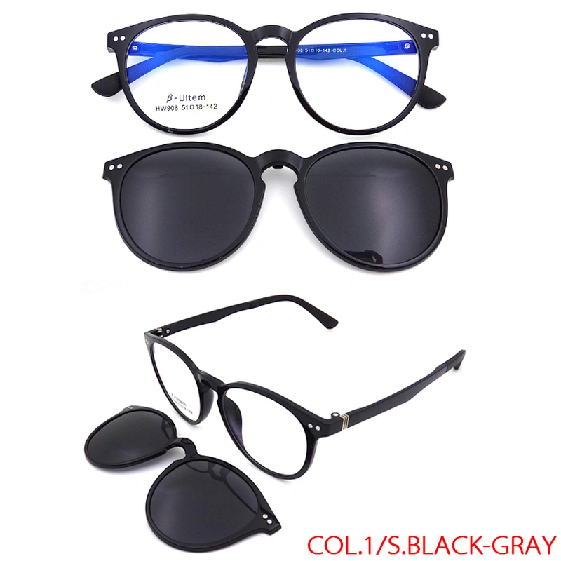 Clip-on Frame Eyewear Light Ultem Eyeglasses Magnetic Polarized Clip On Glasses