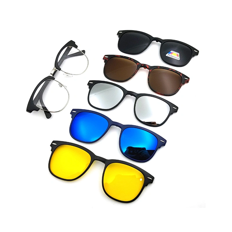 2019 new model frame hot sale clip on optical sunglasses  with magnet lens