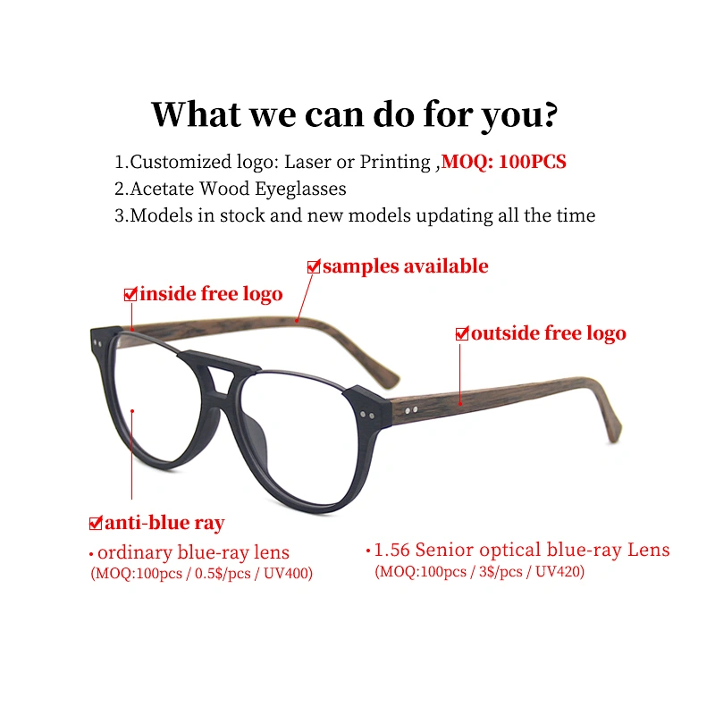 high quality wood design ladies cheaper acetate optical eyeglasses frames for adult