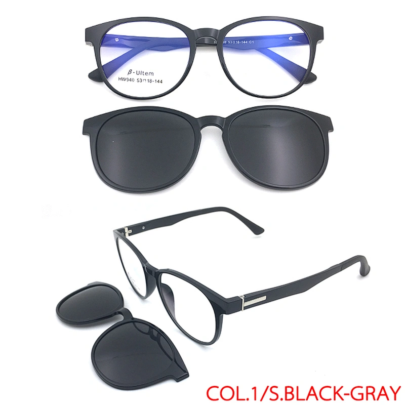 new model spring ultem clip on sunglasses with tac lens optical frame