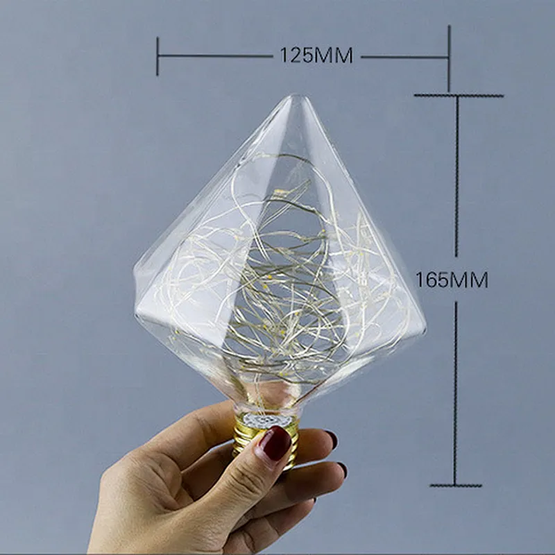 Home Decor Rhombus Dazzling LED Glass Covered Filament Light Chandelier Lamp