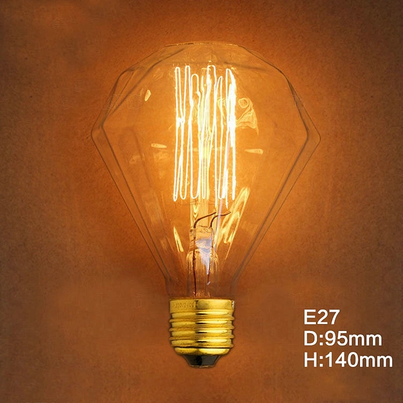 D95 Edison Diamond-shaped Ampoule Vintage Light Bulb E27 220V 40W Lampada Pendant Lights Incandescent Bulb Decor Retro Lamp
