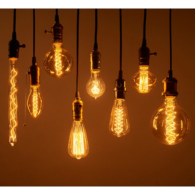 Ampoule Vintage Edison Bulb E27 220V 40W Lamp Bases G80 G125 ST64 G95 Tungsten Decor Retro Filament Luminary Lighting Bulb Light