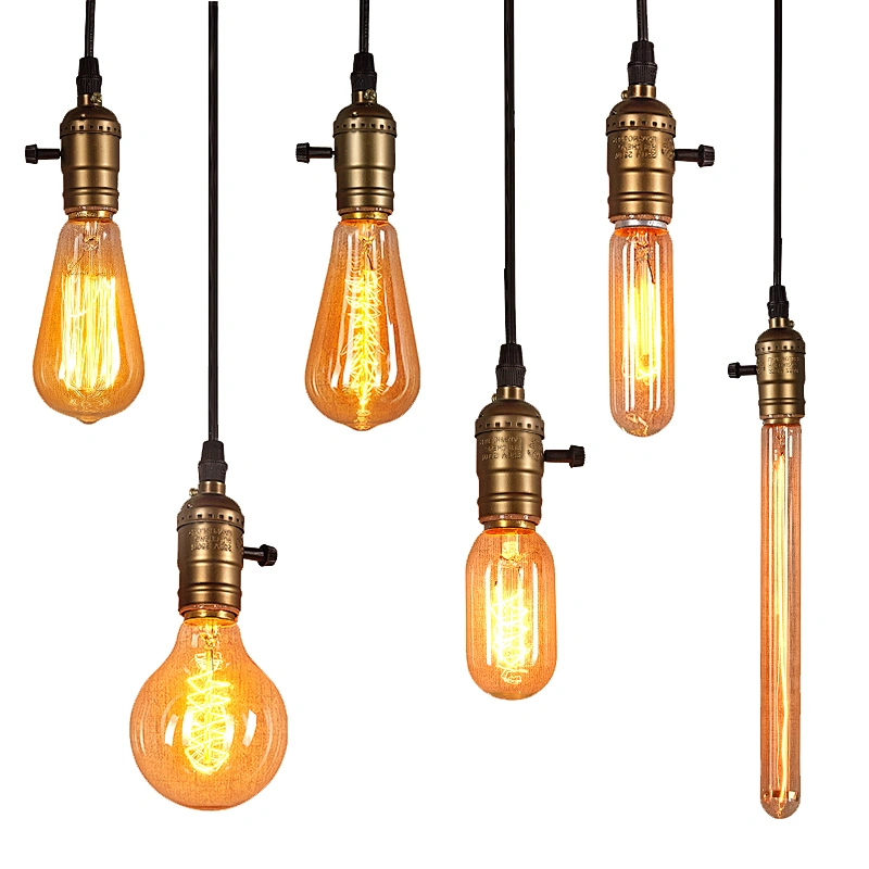 Ampoule Vintage Edison Bulb E27 220V 40W Lamp Bases G80 G125 ST64 G95 Tungsten Decor Retro Filament Luminary Lighting Bulb Light