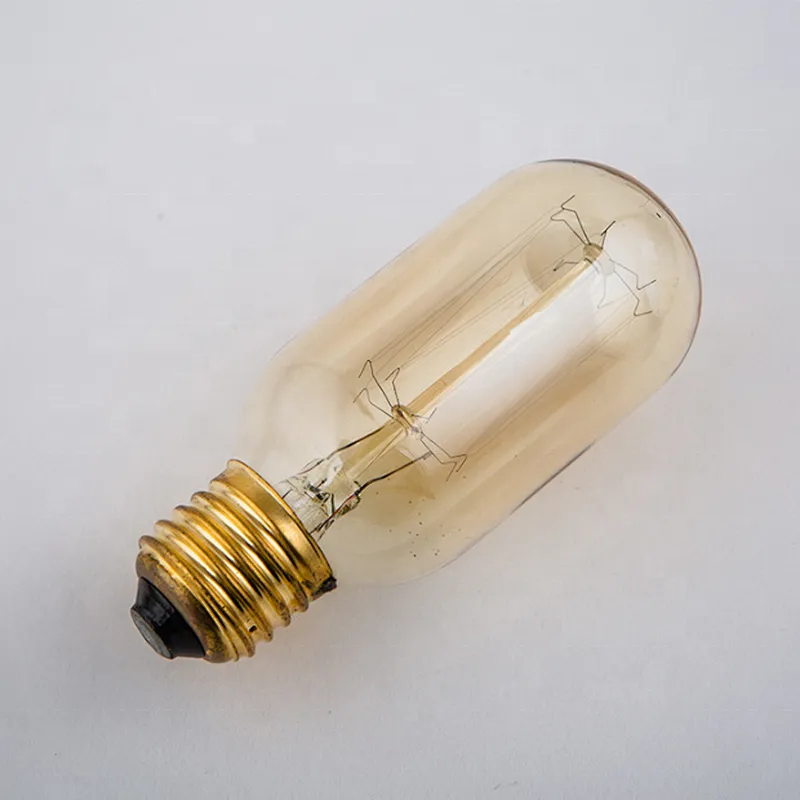 Decorative Tubular Incandescent Edison Bulb T45 with Amber/ Clear Glass 25W 40W 60W for Pendant Chandelier Light  Made in China